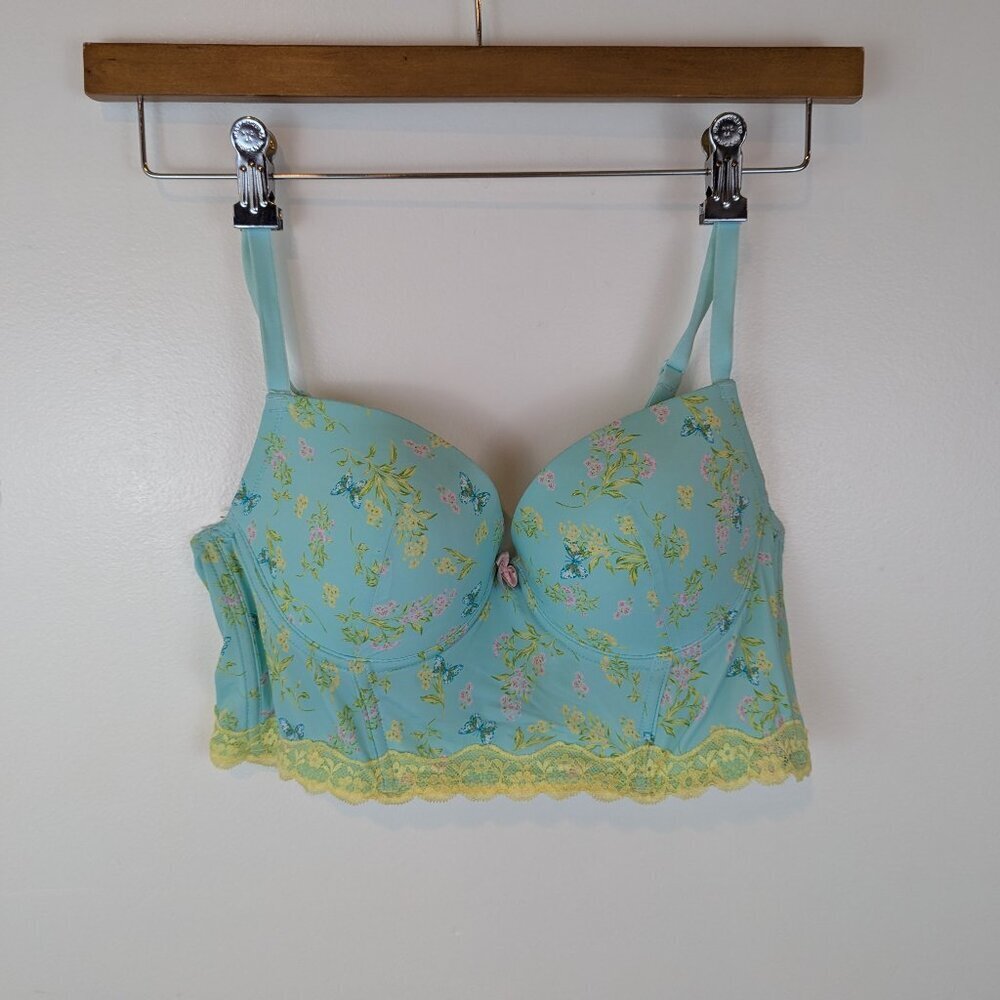 Adore Me Meissa Floral Push Up Bra in Blue, Sz 36C